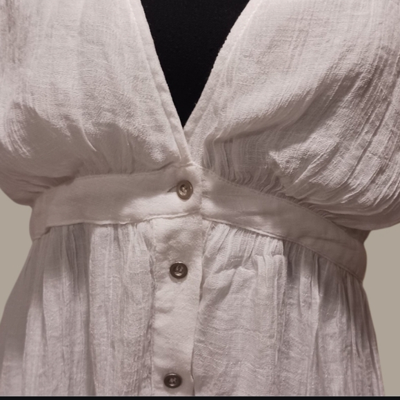 Magnolia Boutique Plunge Neck Button Front Gauze Dress - Picture 4 of 7